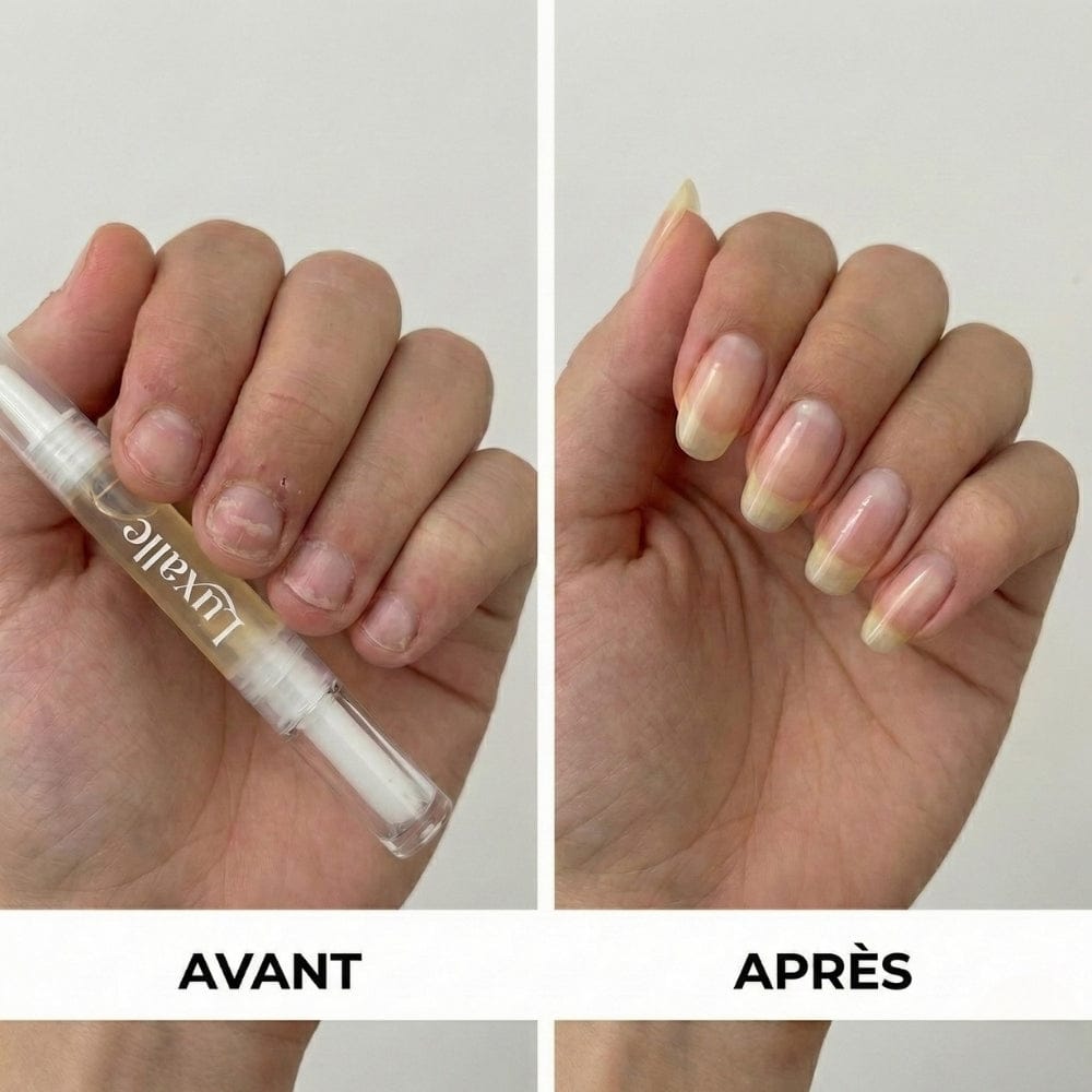Résultats avant-après stylo croissance ongles Luxalie - Ongles plus longs et forts