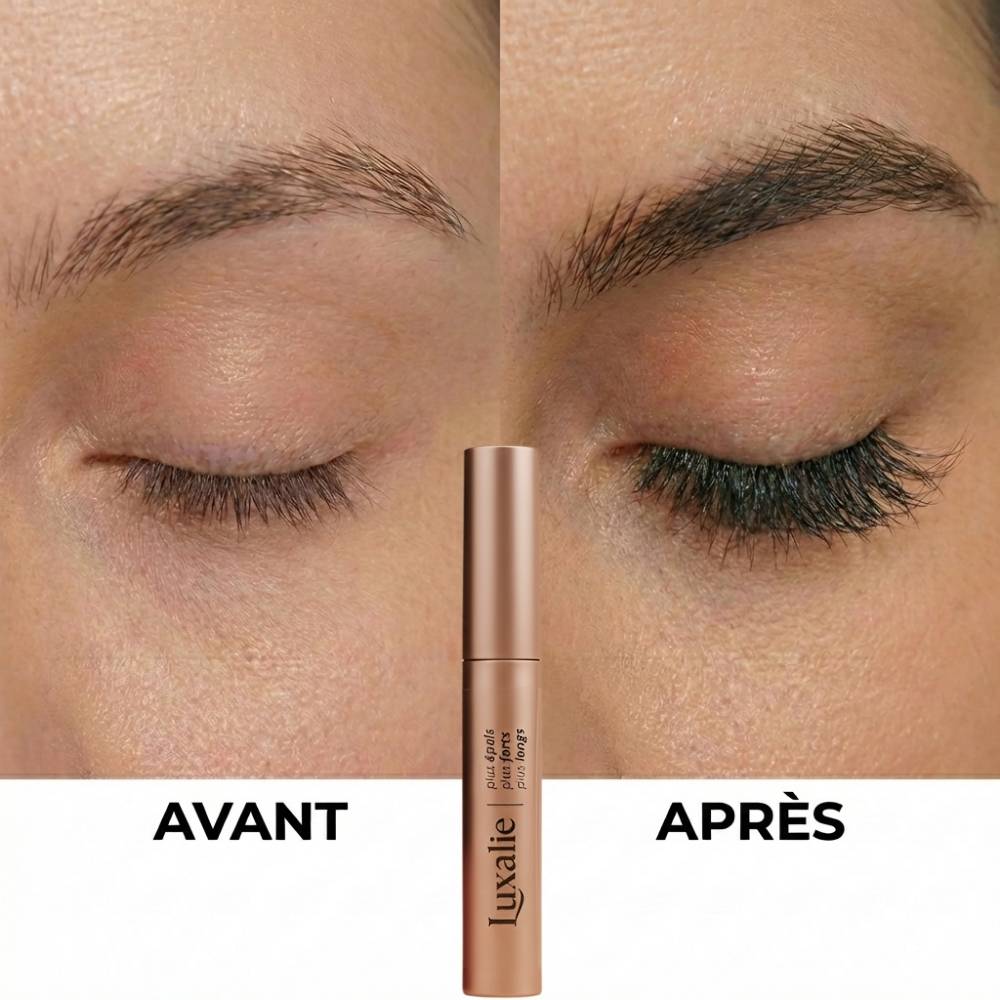 Résultats avant-après sérum repousse cils Luxalie - Cils plus longs et denses